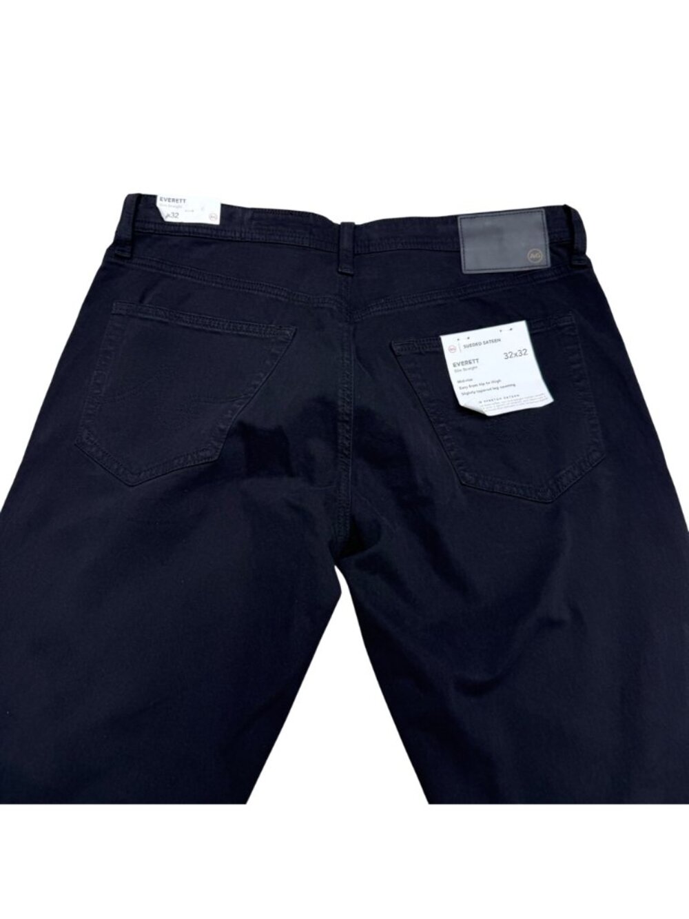NWT AG Everett Men's Sueded Sateen Black Slim Straight Pants Mid Rise, 32x32 - Picture 5 of 12